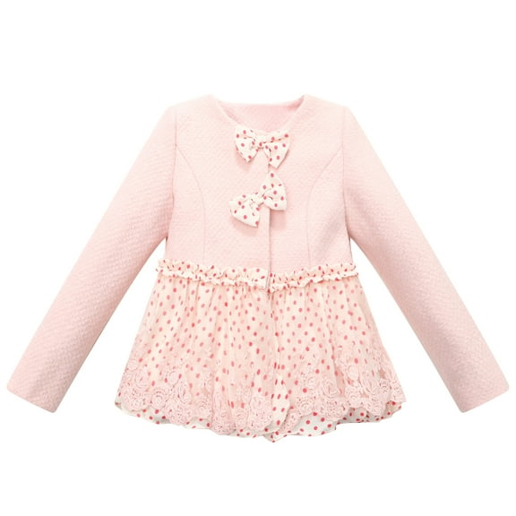 Richie House Girls Pink Sweet Bow Overcoat 8