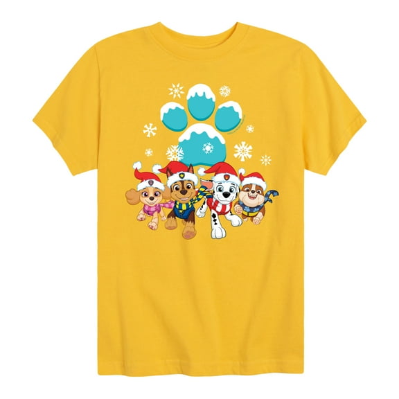 Paw Patrol - Pup Group Snowy Pawprint - Toddler And Youth Short Sleeve Graphic T-Shirt