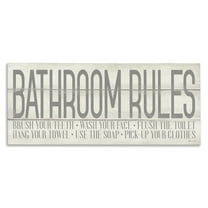 Stupell Industries Planked Style Bathroom Rules Abstract Painting Gallery Wrapped Canvas Art Print Wall Art, 40 x 17