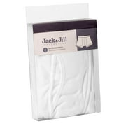 Jack & Jill Boxers for Men - White Mens Boxer Briefs with Functional Fly - Seamless Waistband - Mens Briefs 100% Cotton - 2 Pack (Small)