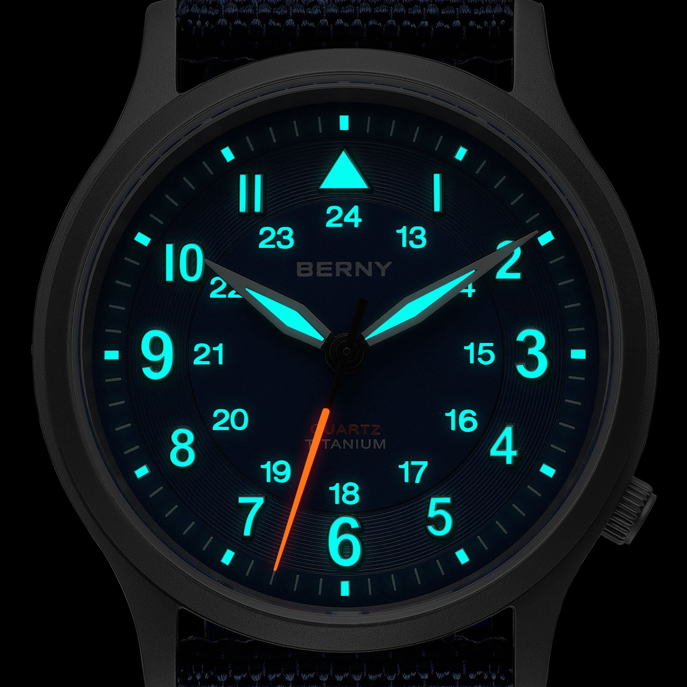 BERNY Titanium Watches for Men, Japanese Quartz Movement Men's Field Watch, 5ATM Waterproof Military Wristwatch for Men, Analog Sport Watches, Blue
