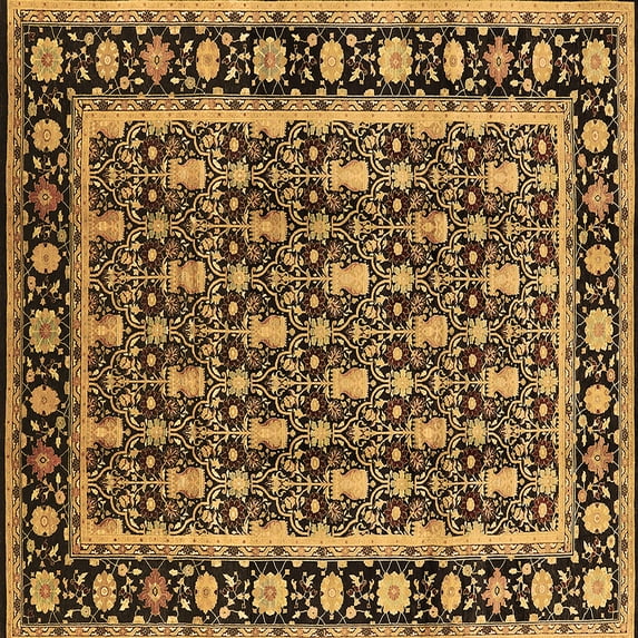 Ahgly Company Indoor Square Oriental Brown Industrial Area Rugs, 8' Square