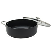Infuse 10.5Qt Nonstick Aluminum Covered Caldero Jumbo Cooker Saute Pan with Glass Lid, Black