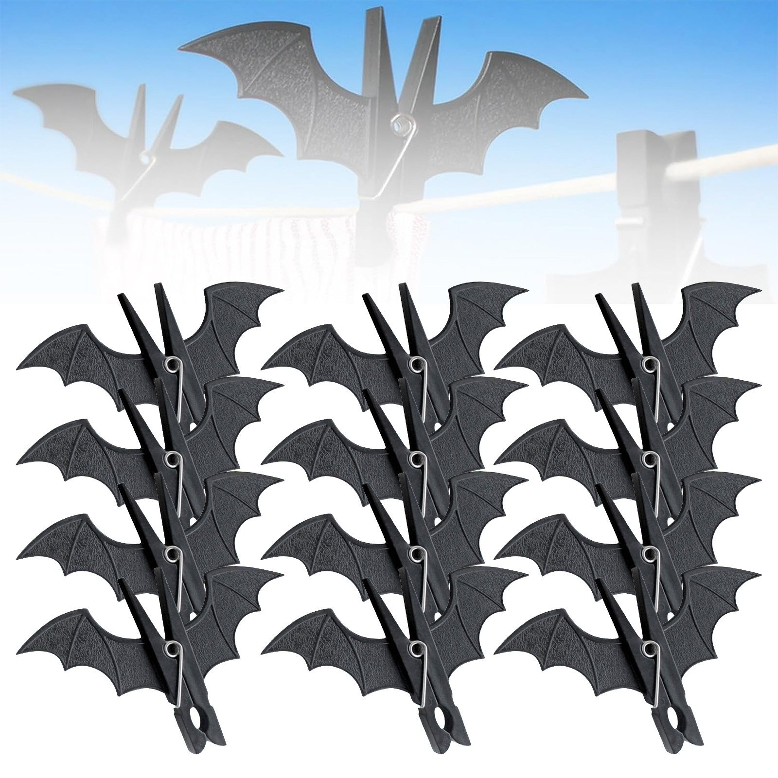 Zeceouar Clearance Items 12pcs Halloween Black Clothes Pins,Windproof Non  Slip Clothesline Clips,Bats Clothes Clips,Black Plastic Clothespin For