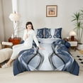 thumbnail image 4 of Feelyou Modern Artwork Teens Bedding Comforter Set, Grey Navy Abstract Twin Comforter Sets, Gradient Aesthetic Stripe Reversible Bedding Set, Luxury Bedroom Decor, 2 Pieces, 4 of 8