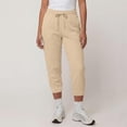 thumbnail image 6 of Utoimkio Women's Capri Jogger Sweatpants Drawstring Elastic Waist Cuffed Cropped Trousers with Side Pockets for Casual Daily Walking, 6 of 9