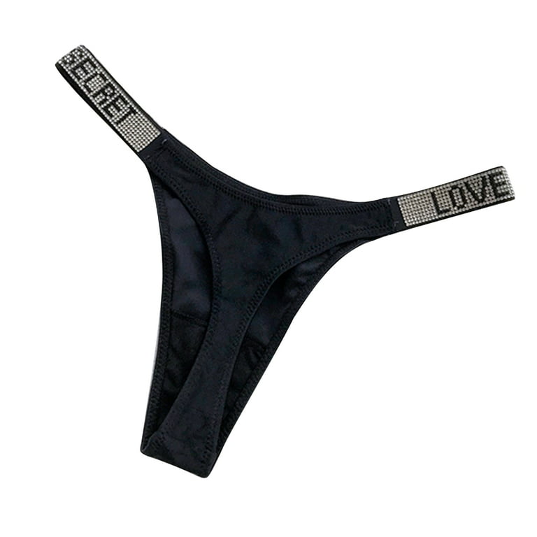 Sexy Panties Thongs for Women Glitter Letter Rhinestone G-String
