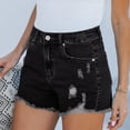 thumbnail image 4 of HKYNLAG Jean Shorts for Women High Waisted No Stretch Distressed Denim Shorts Ripped Frayed Raw Hem Summer Casual Shorts Black S, 4 of 4