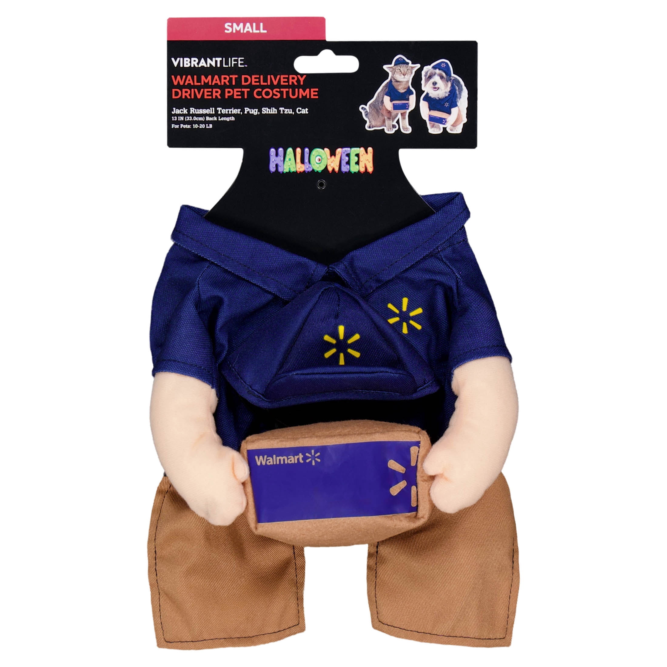 Vibrant Life Halloween Walmart Delivery Driver Costume for Dogs and Cats, Multicolor, S