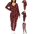 thumbnail image 3 of Gvmfive Women Onesie Sleepwear Long Sleeve Christmas Jumpsuit Romper, 3 of 5
