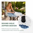 thumbnail image 4 of Round Outdoor Tablecloth with Umbrella Hole and Zipper, Navy Blue Shell Coastal Tablecloth with Elastic Waterproof, Starfish Coral Wooden Ocean Sea Patio Table Covers for 36" - 44" Pool Tables, 4 of 9