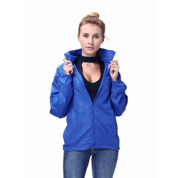 FANNYC Womens/Mens Outdoor Lightweight Hooded Windbreaker Jacket Waterproof Zipper Raincoat Outwear Leisure Sports Packable Long-Sleeved Windbreaker Jacket