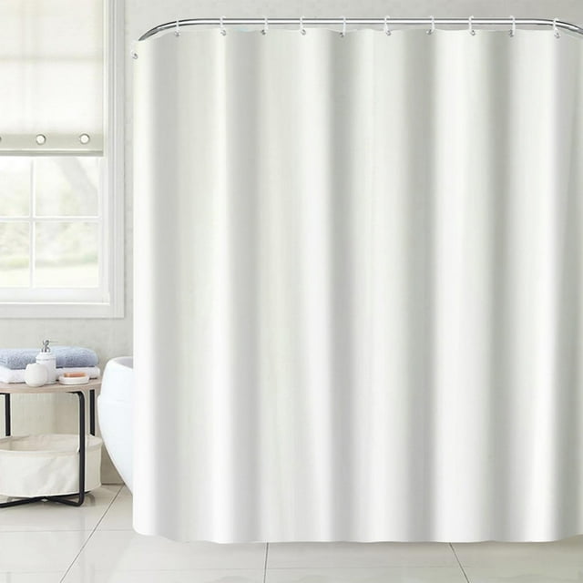 Polyester Shower Curtain, Quick-Drying Water Repellent with Weighted Hem, Short Bathroom Curtain Set with 12 Hooks for Easy Installation, Machine Washable, Blue/Yellow/White