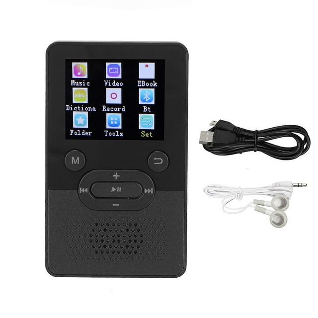 T9 MP4 Player, 1.8 inch Color Screen, Lossless Sound, MP3 Player with Bluetooth 4.2, Supports Memory Card Expansion, Black, 16GB