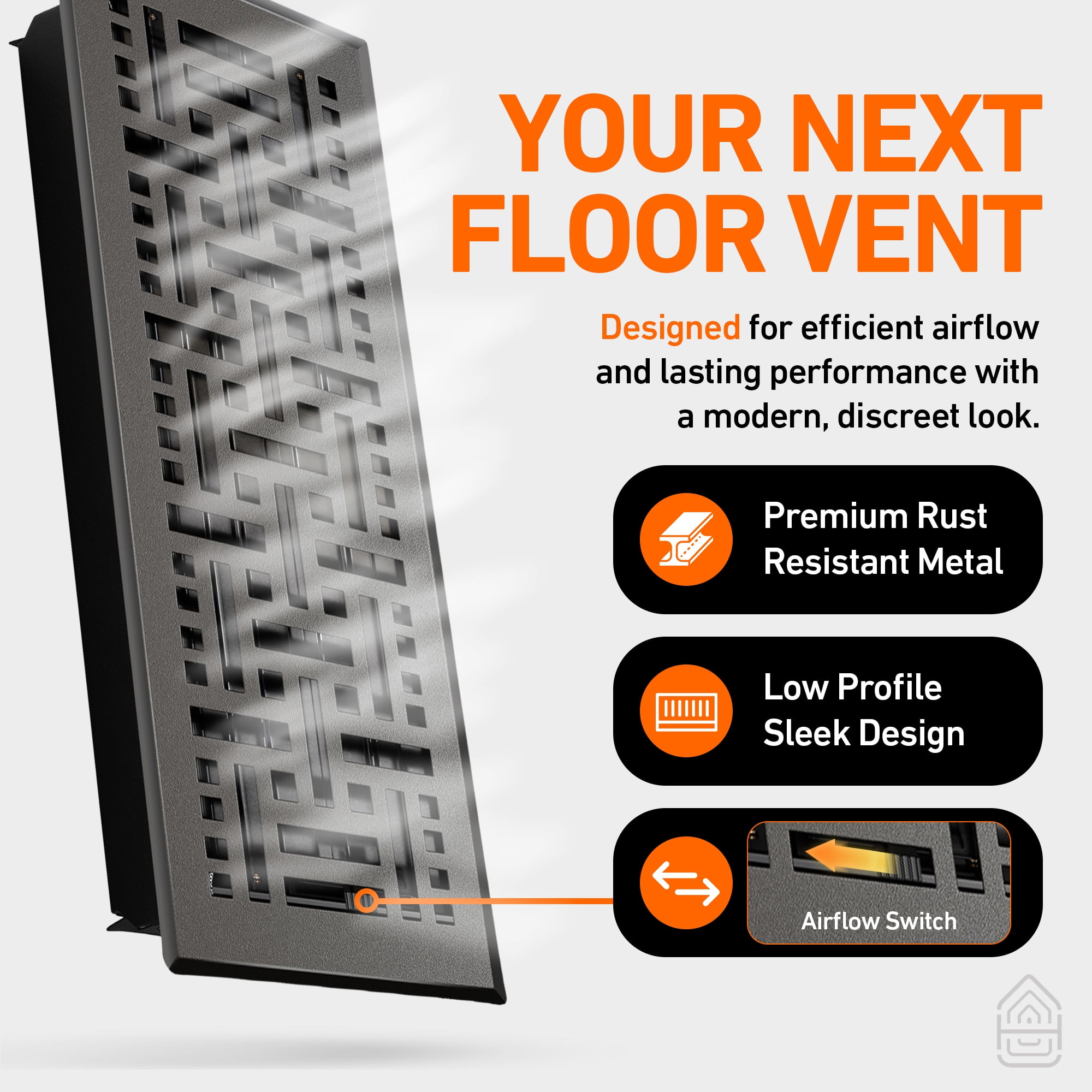 4x14 Floor Vent Covers Floor Register with Mesh Cover Trap, Heat and Air, Walkable Metal Floor Register for HVAC Duct, Basketweave, Dark Grey