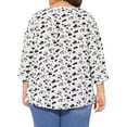 thumbnail image 4 of DARING DIVA Women's Plus 3/4 Sleeve V Neck Chiffon Work Blouse 4X White, 4 of 6
