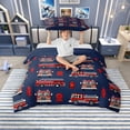 thumbnail image 2 of Erosebridal Cartoon Fire Engine Twin Bedding, Truck Theme Duvet Cover Set for Boys, Red Navy, Navy Reversible, 1 Duvet Cover and 1 Pillowcase (No Comforter), 2 of 5