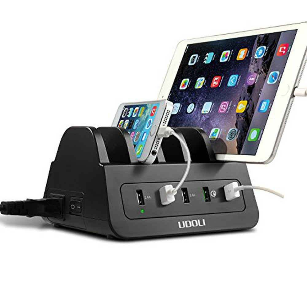 USB Charging Station, 5Port Quick Charger Desktop Charging Stand