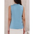 thumbnail image 3 of DARING DIVA Women's Satin Tank Top Sleeveless V Neck Business Satin Work Blouse M Blue, 3 of 6