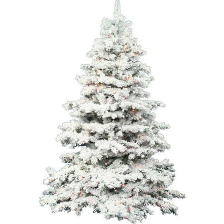 Vickerman Pre-Lit 3' Flocked Alaskan Artificial Christmas Tree, LED, Multicolor