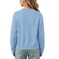 thumbnail image 4 of Cethrio Girls Cardigan Sweaters, Lightweight Fall Long Sleeve Crewneck Girls Knitted Cardigans Light Blue Size 10-11 T, 4 of 5