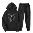 thumbnail image 2 of successthop Womens Lounge Set 2 Piece Outfits Long Sleeve Hoodie and Jogger Sweatpant Heart Fall Sportwear with Pocket, 2 of 7