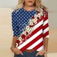 thumbnail image 4 of JOANKDMI Women's American Flag Shirts 3/4 Sleeve 4th of July Independence Day Crew Neck Tops Patriotic Holiday Festival Fashion T Shirts, 4 of 7