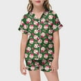 thumbnail image 2 of oqasdz Girls Pjamas Summer Short Sleeved Baseball Shirt With Bowknot Print And Elastic Waist Pants Casual Sleepwear Pajama Set/10-11 Years, 2 of 4