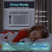 6000 BTU Window Air Conditioner, Cools Rooms Up to 250 Sq. Ft., Energy Saving Window AC Unit with Remote Control, LED Display, Sleep Mode, 3 Cooling Speeds, Washable Filter, Easy Installation Kit Inc