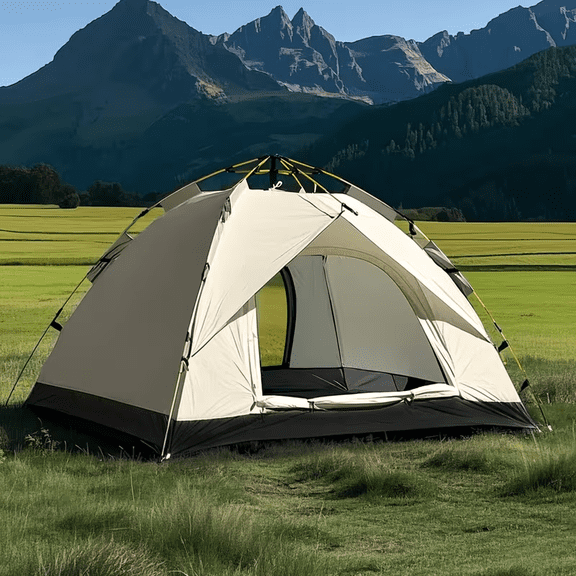 Generic 2 Person Instant Camping Tent, Quick Setup Pop Up Backpacking Outdoor Tent, Beige