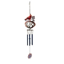 3D Red Cardinal Bird Wind Chime Garden Yard Art Metal Weather Kinetic Spinner Outdoor Sculpture