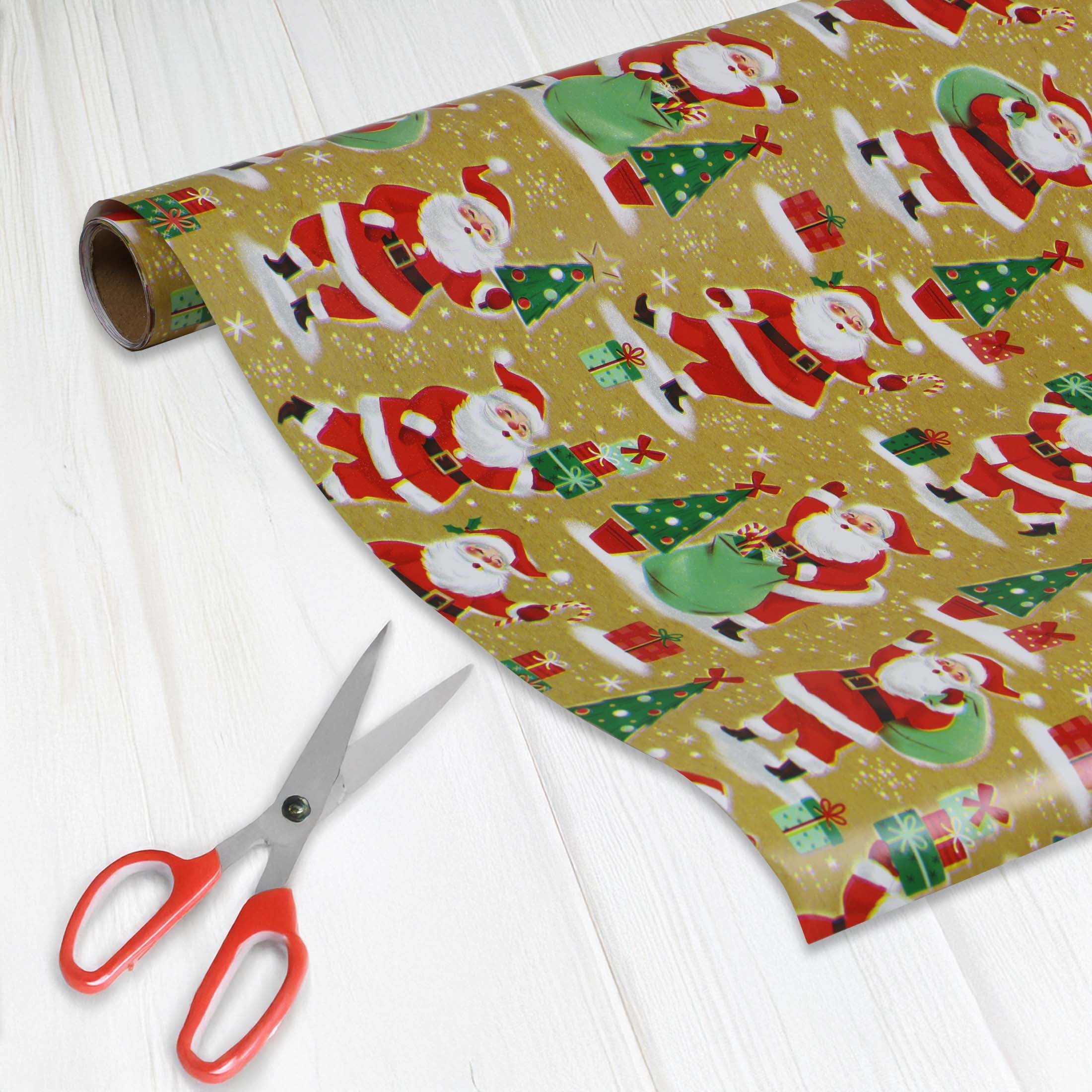Holiday Time Single Roll Wrap Assortment, Brown Santa Print