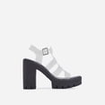 thumbnail image 2 of Lemonade Toffee Black Platform Clear Straps Ankle Buckle Block Heel Sandals (7.5, Black), 2 of 2
