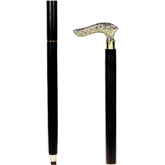 Aluminum & Brass Decorative Rosewood Walking Cane | Full Size Walking-Stick for Men & Women |