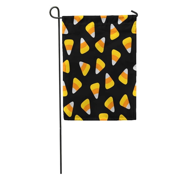 SIDONKU Orange Pattern Candy Corn Happy Halloween Flat Yellow Big Cartoon Garden Flag Decorative Flag House Banner 12x18 inch