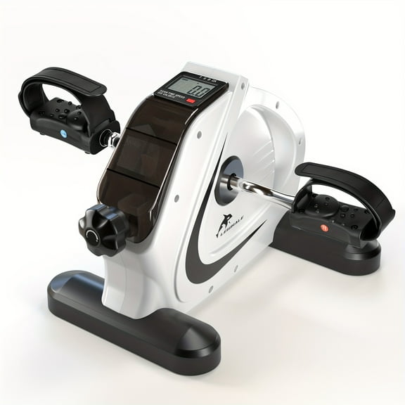 Portable Mini Exercise Bike with LCD Display | Under Desk Arm/Leg Pedal Exerciser | Quiet, Adjustable Resistance Cardio Machine for Home/Office Fitness