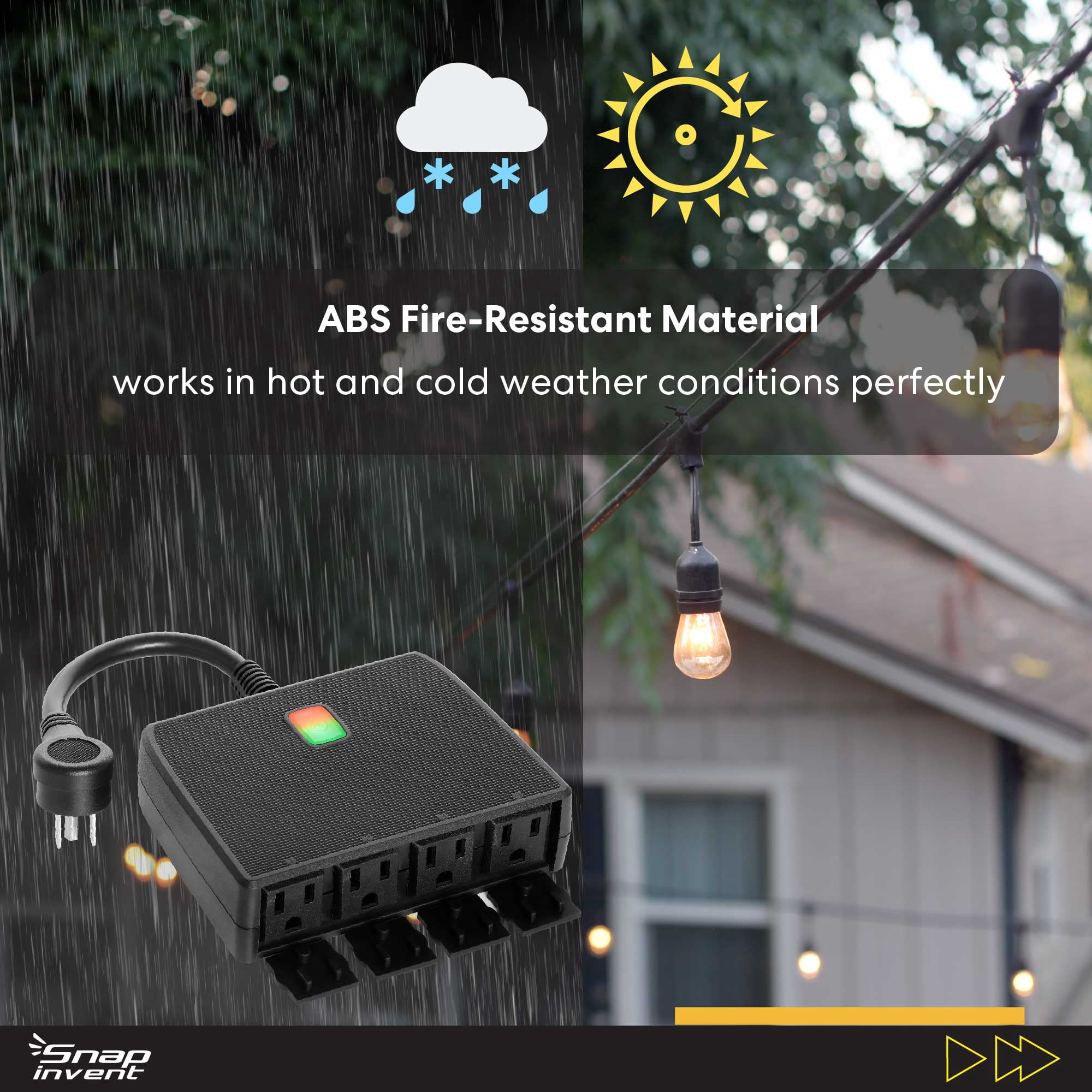 SNAP INVENT Smart Plug Waterproof Outdoor Electrical Outlets with Alexa, Google Assistant- 4 Sockets