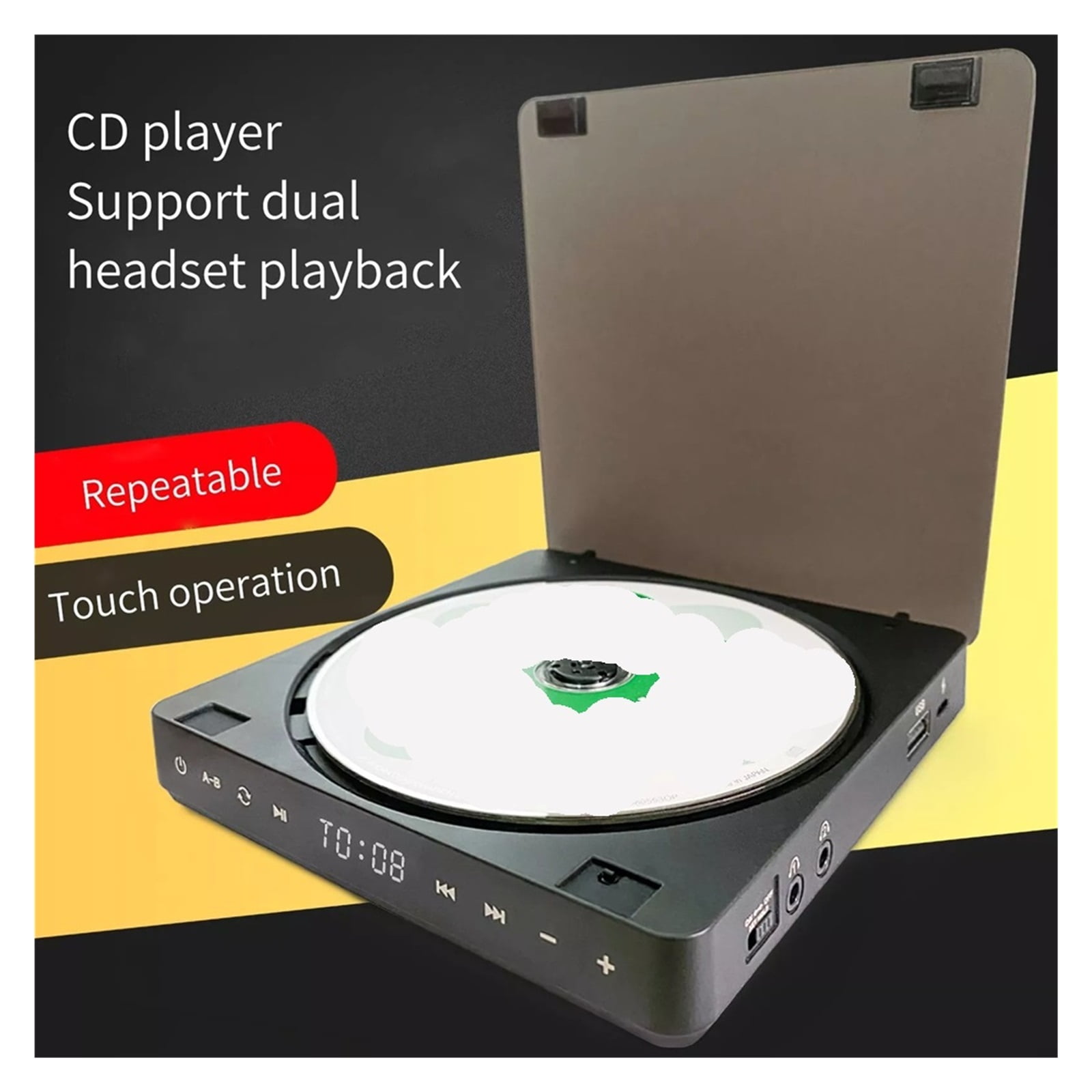 Universal Portable CD Player 3.5mm USB HIFI Walkman Disc Learning Retro CD Disc Album Player Touch