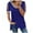 Blue, variant on QLEICOM Women Plus Size Summer Hollow Out T-Shirt V-Neck Short Sleeve Strapless Loose Tunic Tops Blouses Tees Shirts Wine M, US Size:6