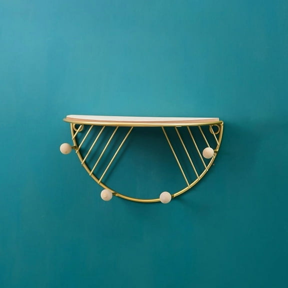 Farmhouse Small Key Holder for Wall - Handcrafted Decorative 4 Key Hooks for Home Entryway，Half Circle Storage Rack