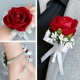thumbnail image 5 of BQBQERT 5Pcs Wrist Corsages Rose Boutonnieres for Wedding Anniversary Proms Dinner Party, 5 of 13