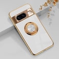 thumbnail image 5 of for Google Pixel 8 Case with Ring Holder Magnetic Aesthetic Google Pixel 8 Phone Case Silicone Soft TPU Thin White Cover 360° Rotatable Metal Kickstand (White), 5 of 14