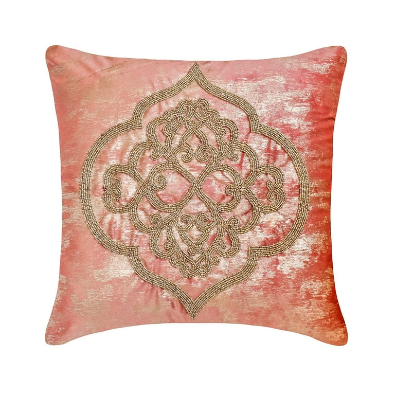 The HomeCentric Decorative Pillow Cover, Decorative Peach & Grey