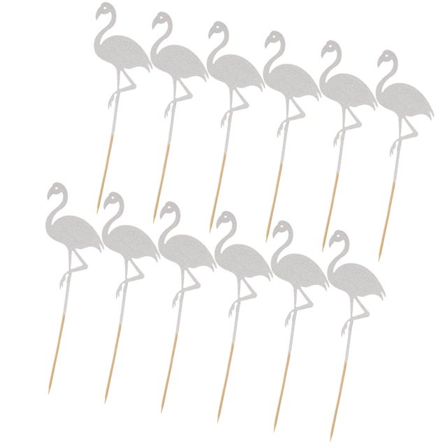 Lot de 12 Pcs Paillettes Forme Flamingo Décoration de Cupcakes de Fête