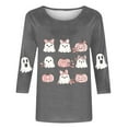 thumbnail image 4 of Enjoytime Halloween Shirts for Women Ghost Printed 3/4 Sleeve Tops Casual Round Neck Cute Blouses Fall Winter Plus Size Clothes, 4 of 4