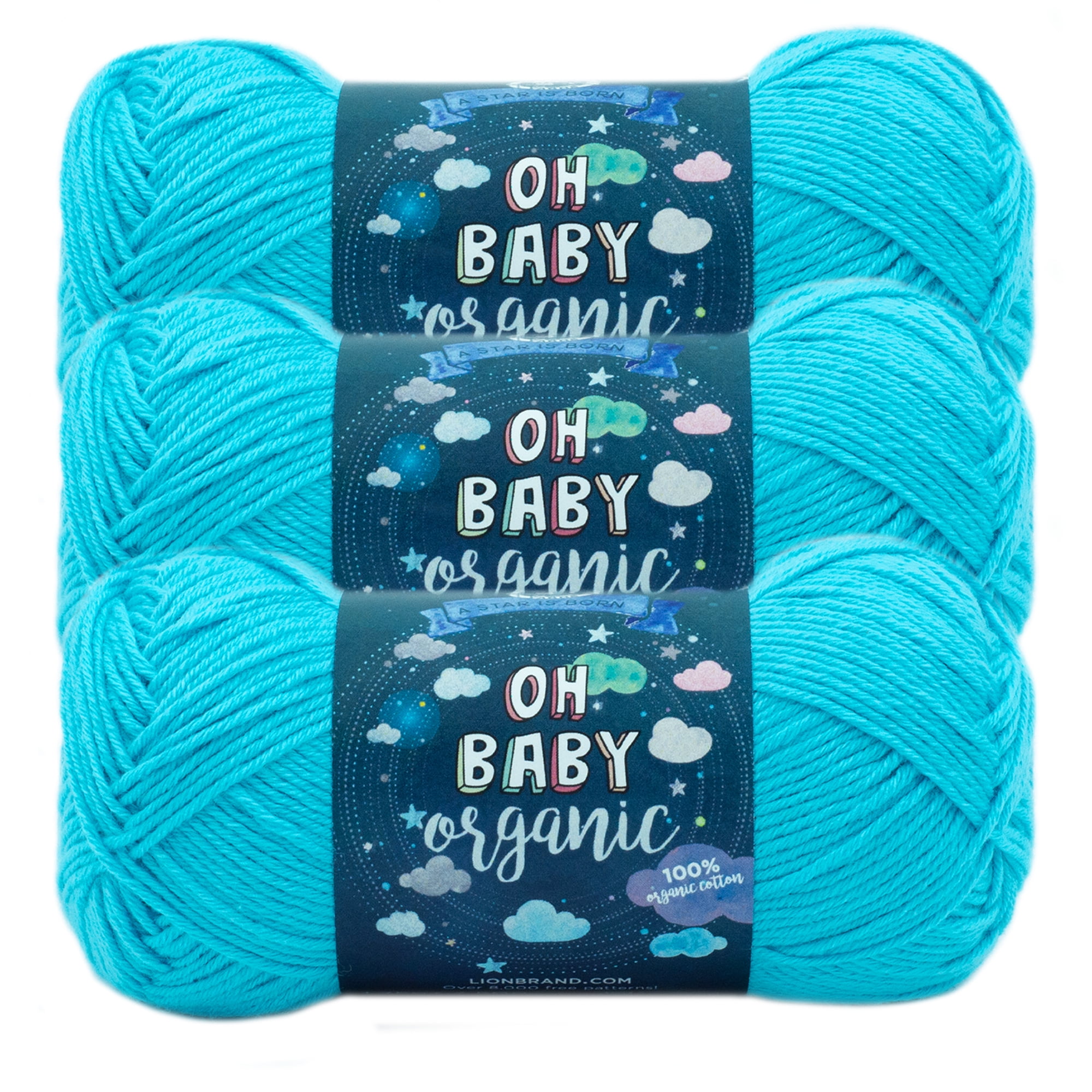 Lion Brand Yarn Oh Baby Turquoise Natrual Fiber Fine Cotton Blue Yarn 3