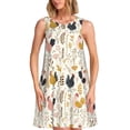 thumbnail image 1 of Easygdp Cartoon Chickens para Vestido Transpirable de Mujer, Vestido Suelto de Manga Corta con Pliegues y Bolsillos para el Verano, 1 of 7