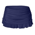 thumbnail image 6 of VNKIDY Womens Solid Color High Waisted Ruched Side Swim Skirt With Ruffle Hem Built In Brief For Beach Days Pool Parties Summer Vacations Water Activities Leisure Swimwear Bottom, 6 of 7