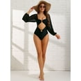 thumbnail image 5 of DARING DIVA Women's 1 Piece Cut Out Ring Plunge Neck Shirred Bikini XS Black, 5 of 6