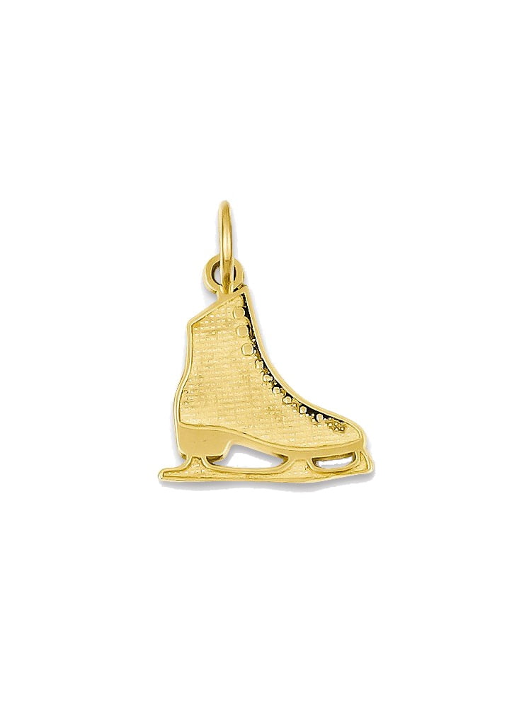 14K Yellow Gold Figure Skate Shoe Charm Pendant 20mm by